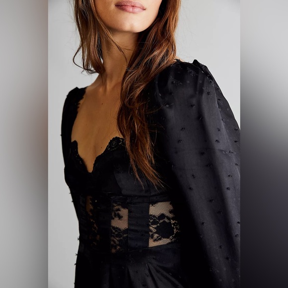 🍋 FOR LOVE & LEMONS Natalie Mini Dress in Black. MEDIUM. Good condition! - Picture 4 of 9